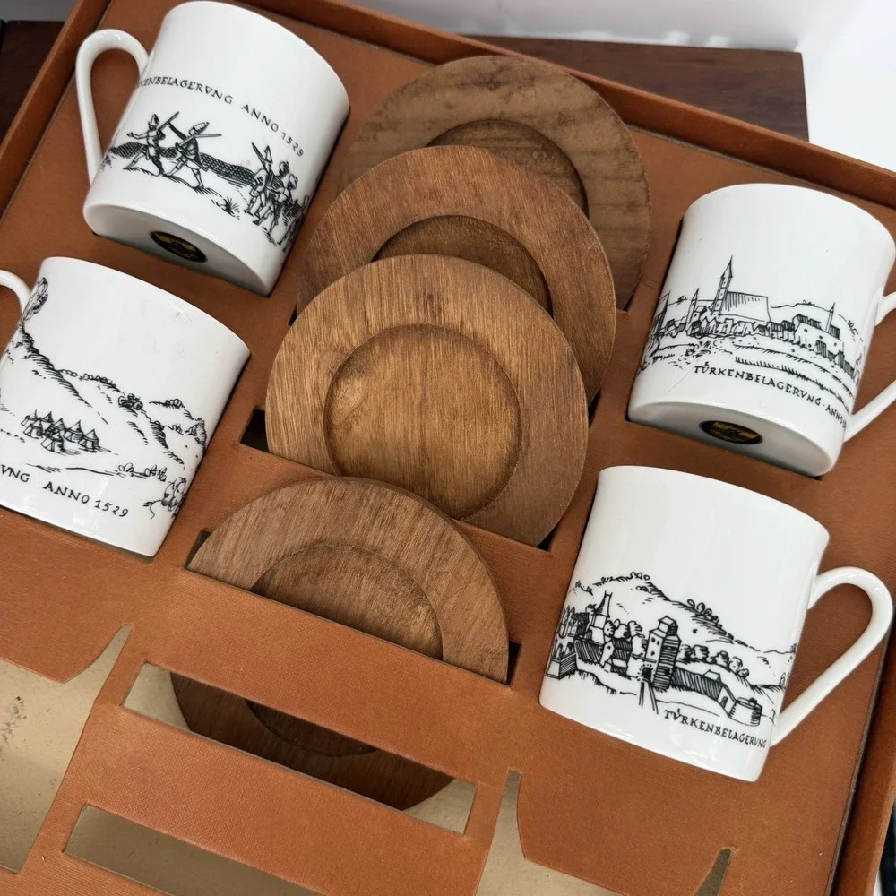 Mid Century Belvedere Studio Wien Türkenbelagerung Demitasse Espresso Set NIB